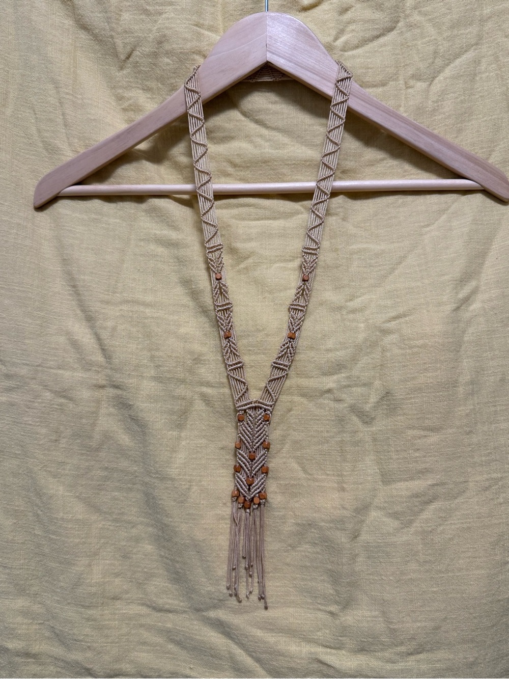 Unique Festival Handmade Beige Macramé Tassel Necklace - Boho Women Jewelry